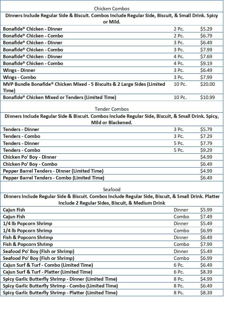 popeye menu